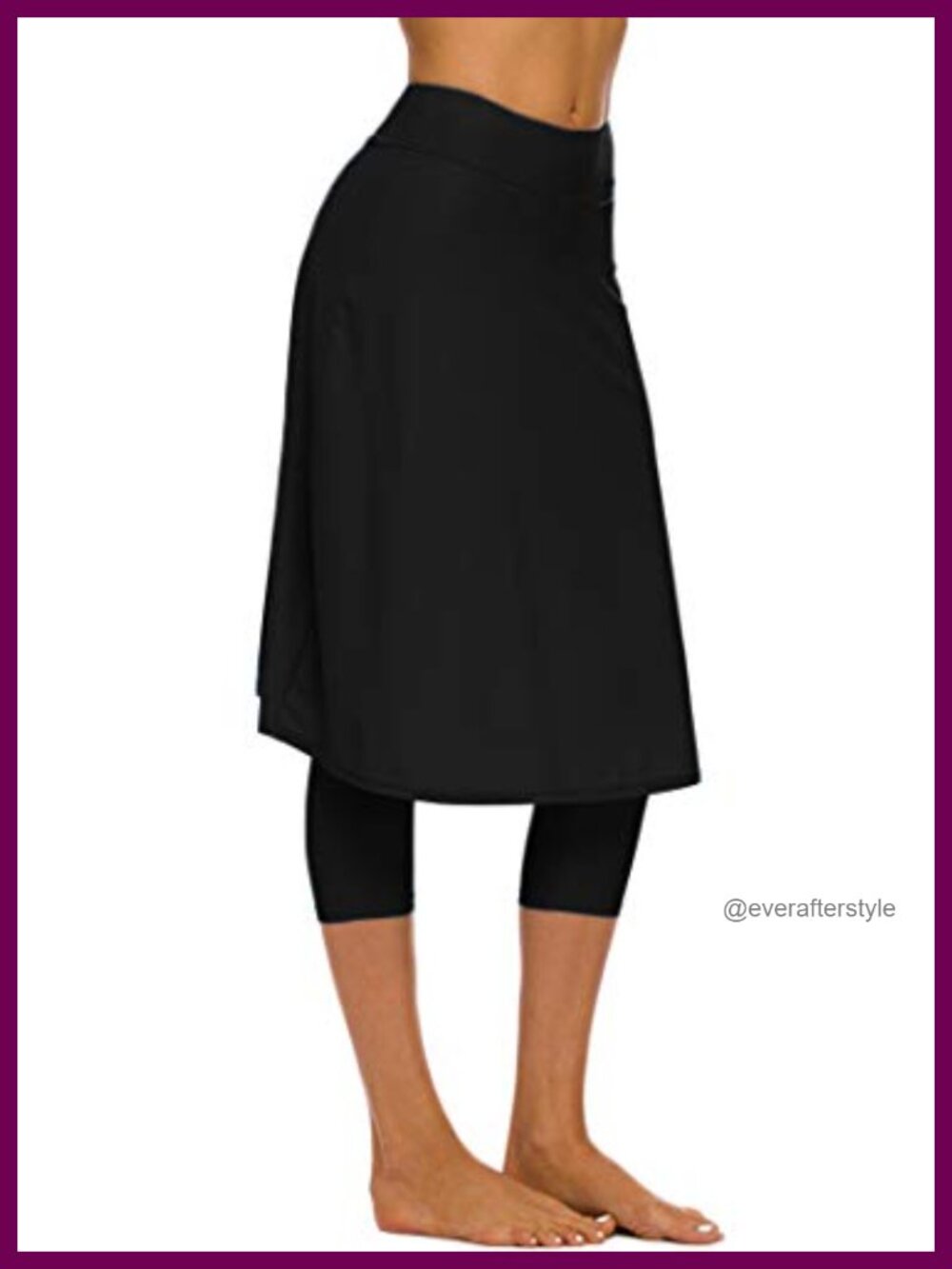 Long Swim Skirt with Attached Leggings UPF 50+ Quick Dry Slim Fit Skirt